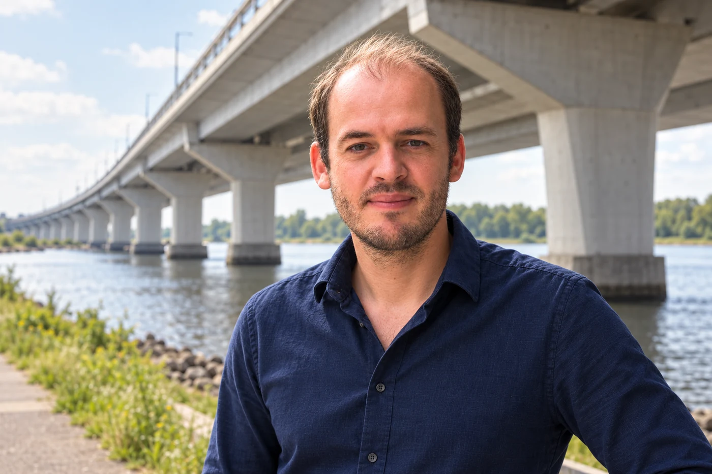 Albert Reitsema bij een brug